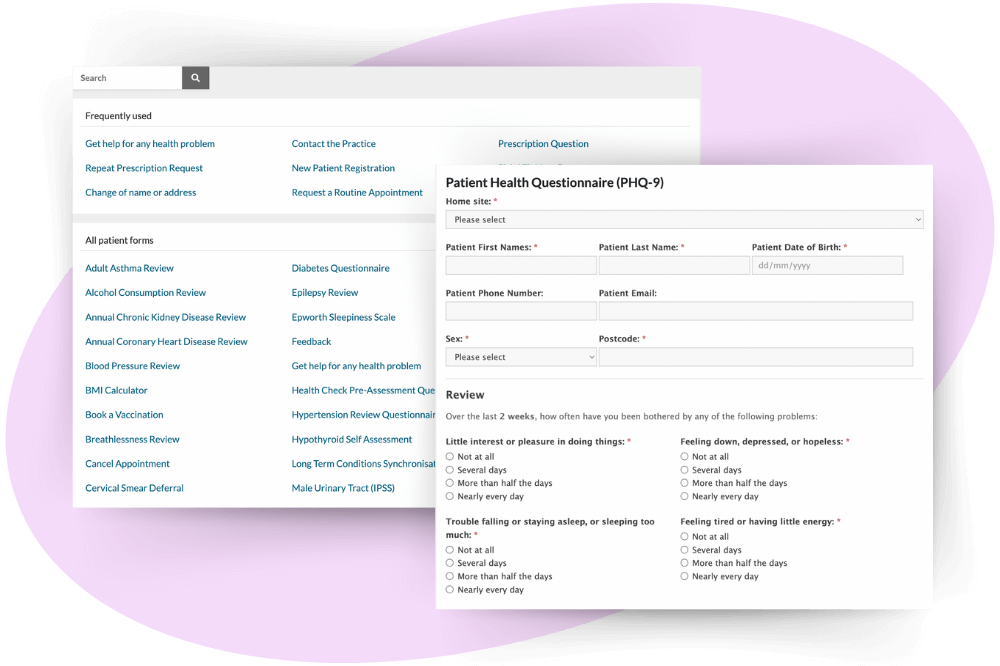 Send Patient Questionnaires Send Patient Forms for GP Practices FootFall NHS England