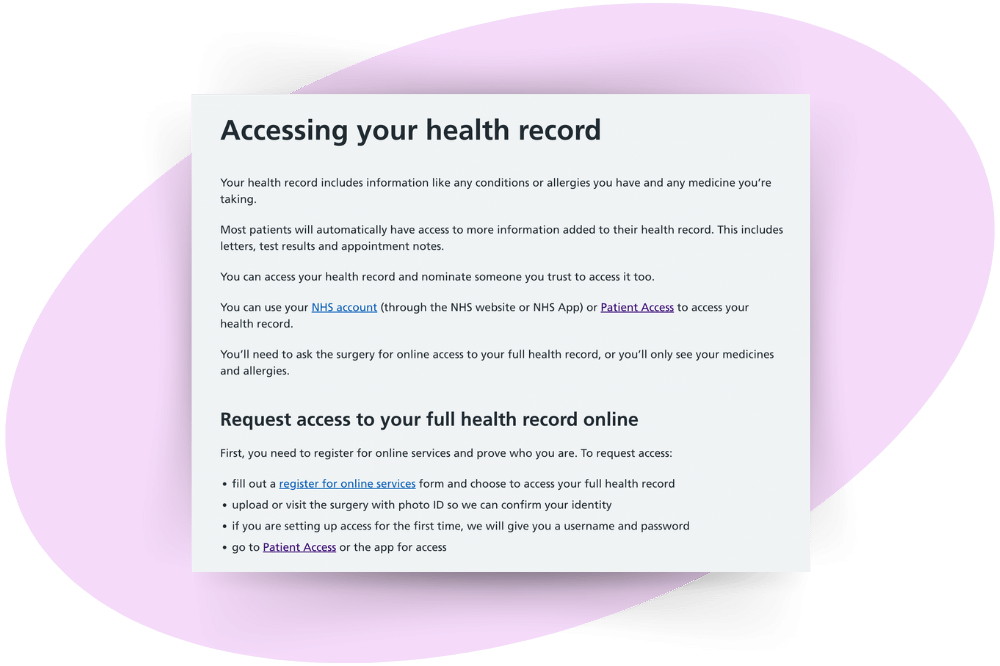 NHS online access
